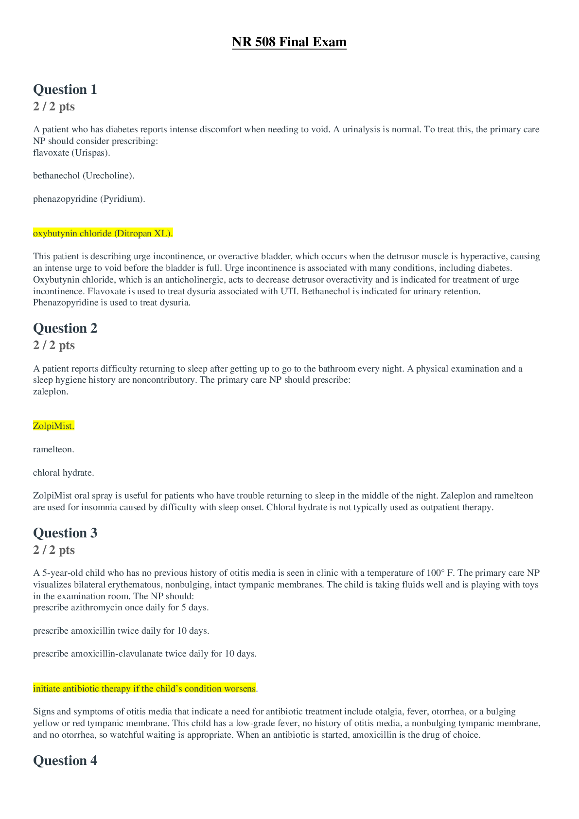 Preview image for NR 508 Final Exam Best All Correct Answers Graded A